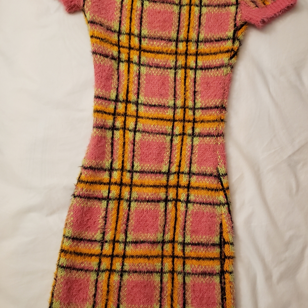 Brandy Melville Pink and Yellow Checkered Dress - Picture 2 of 8